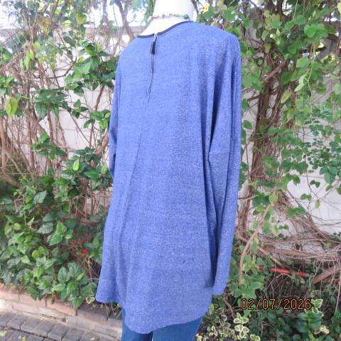 Woolworths cobalt blue long sleeve slip over top with short back zip, size 46
