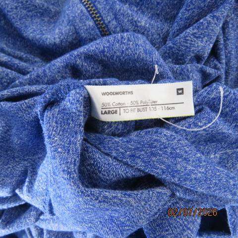 Woolworths cobalt blue long sleeve slip over top with short back zip, size 46