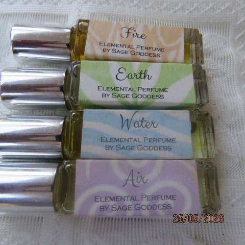 SAGE GODDESS Set of 4 Elemental Perfume Oils 10ml Rollerball Fragrances