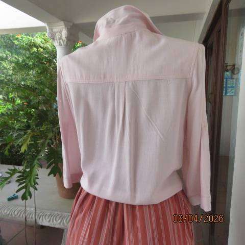 KELSO Petite White Button-Down Top with Crimson Stripes, Size 36