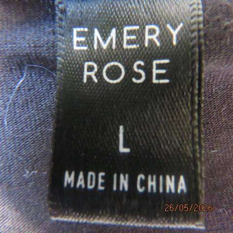 Emery Rose black, white & grey long sleeve slip-over polycotton stretch top size 38