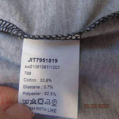 Emery Rose black, white & grey long sleeve slip-over polycotton stretch top size 38