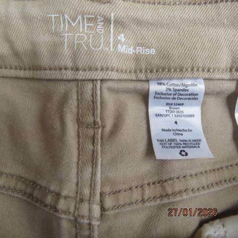 TIME & TRU beige 100% heavy stretch cotton distressed look pants. Size 28.