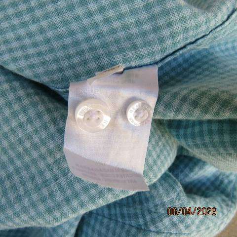 Real Man light green check shirt, long sleeve cotton-linen blend, size 2XL