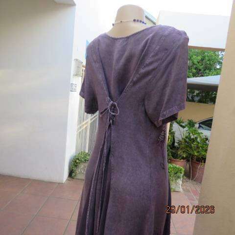 MONSOON Clothing violet colour washed rayon maxi button down embellished dress from India. Size 40
