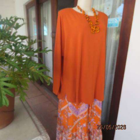 Woolworths burnt orange viscose stretch long sleeve top size 44-46