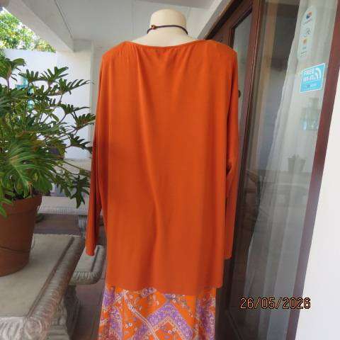 Woolworths burnt orange viscose stretch long sleeve top size 44-46