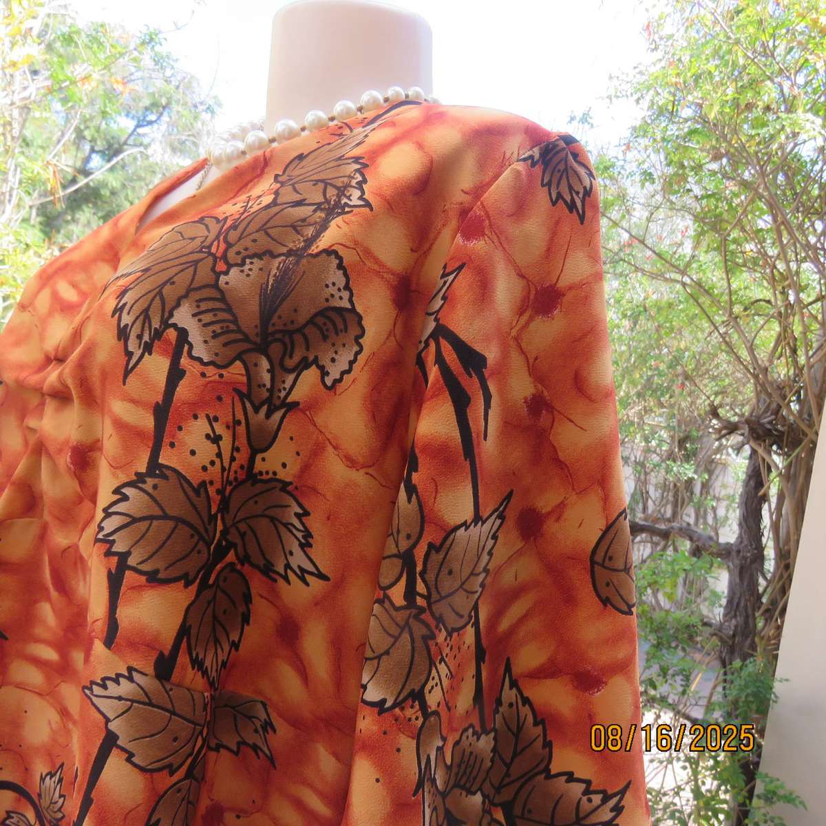 Owner made 2 pc skirt-top outfit in burnt orange and brown. Size 44.
