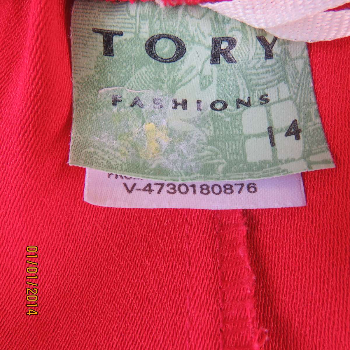 TORI red smart pants with tapering. Flat front. Elasticated sides-back. Size 38