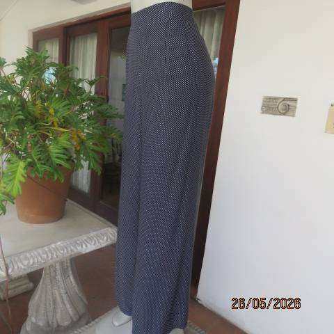 René Taylor black wide leg white polka dot rayon challis pants size 46