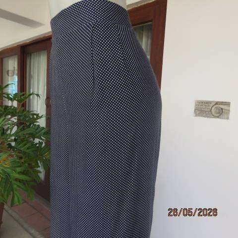 René Taylor black wide leg white polka dot rayon challis pants size 46