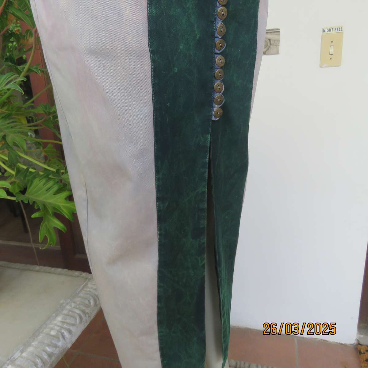 YEBO sleek marble colour washed denim cotton ankle length button down skirt size 34.