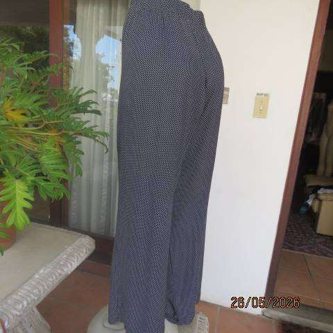 René Taylor black wide leg white polka dot rayon challis pants size 46