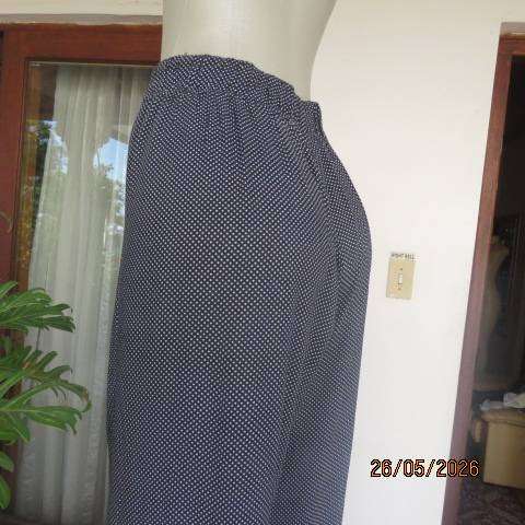 René Taylor black wide leg white polka dot rayon challis pants size 46