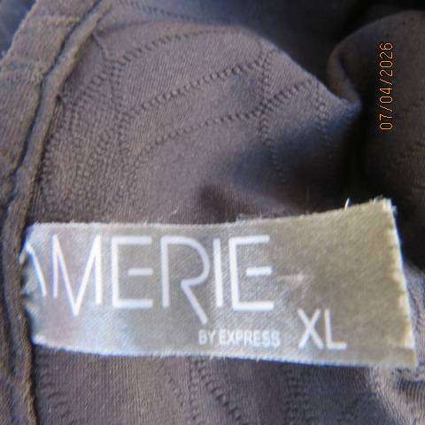 AMERIE black stretch polyester slip-over top with embossed criss-cross lines, size 38-40