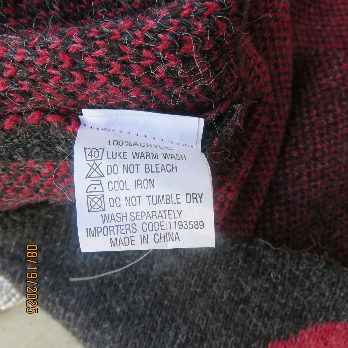 ROSSELINI acrylic knit dark grey-crimson open wide cardigan size 36-38