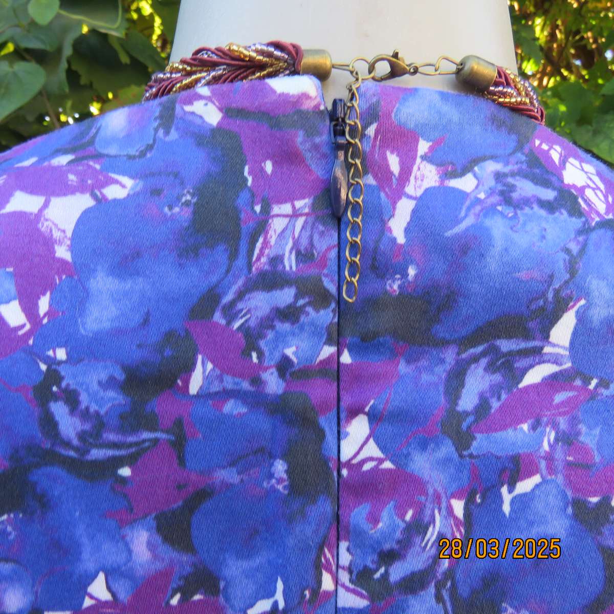 BASQUE blue-purple cotton stretch empire style dress. Lined. Size 36. As new