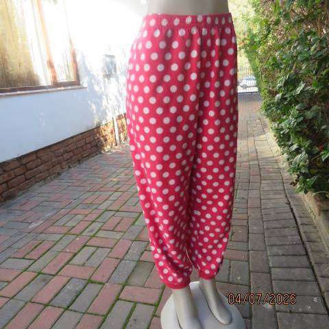 Pink and white polka dot pajama set with long sleeve top and pants, size 44