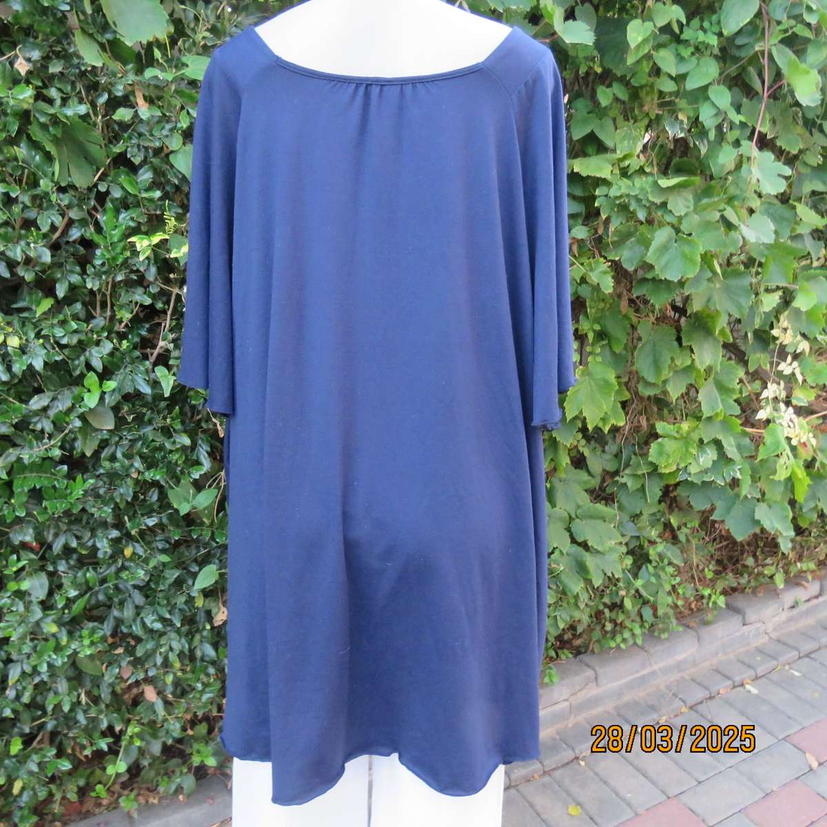 EAGLE navy slip over stretch polyester top with gathered front. Up to size 56