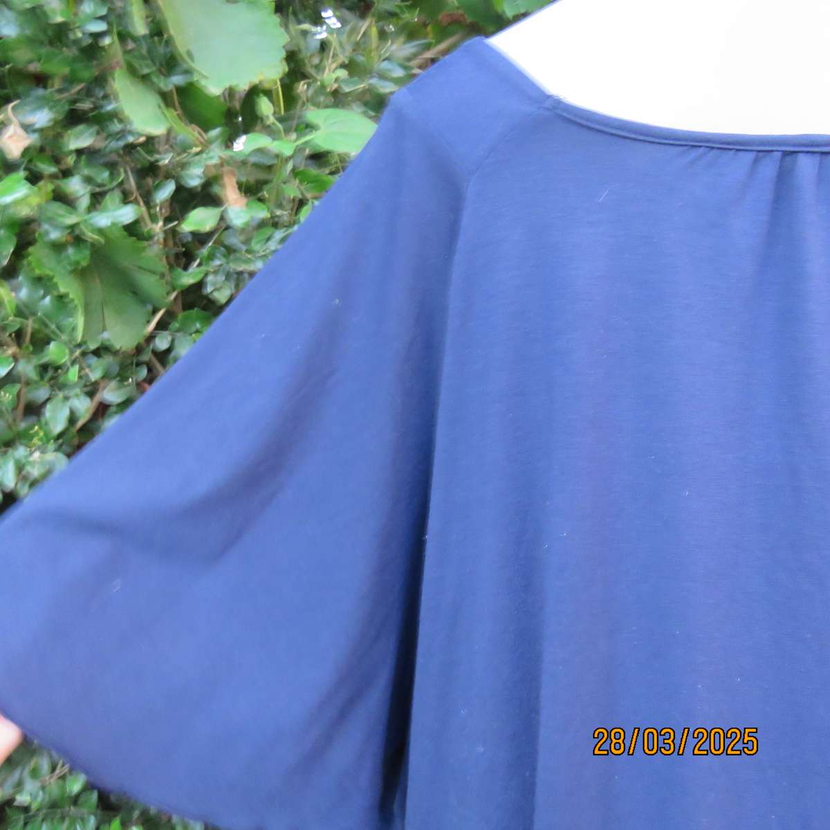 EAGLE navy slip over stretch polyester top with gathered front. Up to size 56