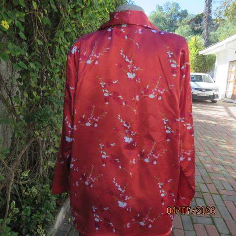 DREAMER dark crimson floral sleepwear set with long pants and button-down top, size 40