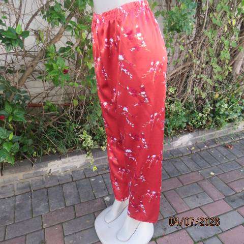 DREAMER dark crimson floral sleepwear set with long pants and button-down top, size 40