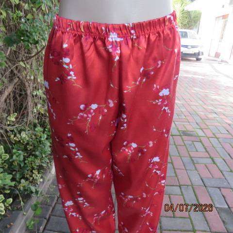 DREAMER dark crimson floral sleepwear set with long pants and button-down top, size 40