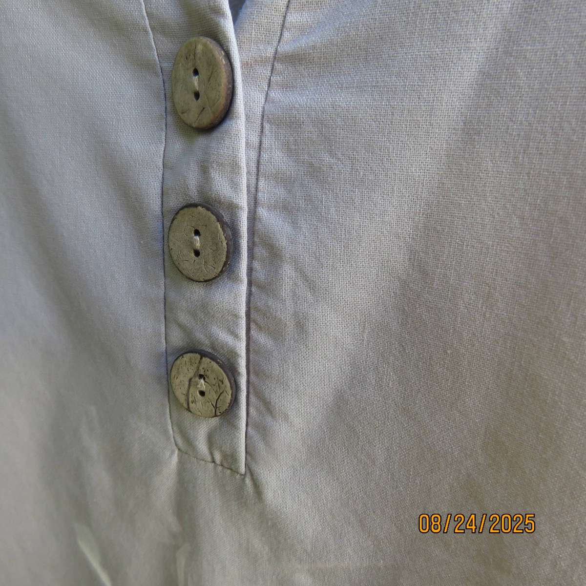 Ecru colour long loose top-short dress size 40 in cotton. V front.