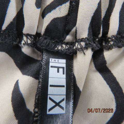 FIX extra wide legged maxi pants in cream and black animal print polyester elasticated waist size 34