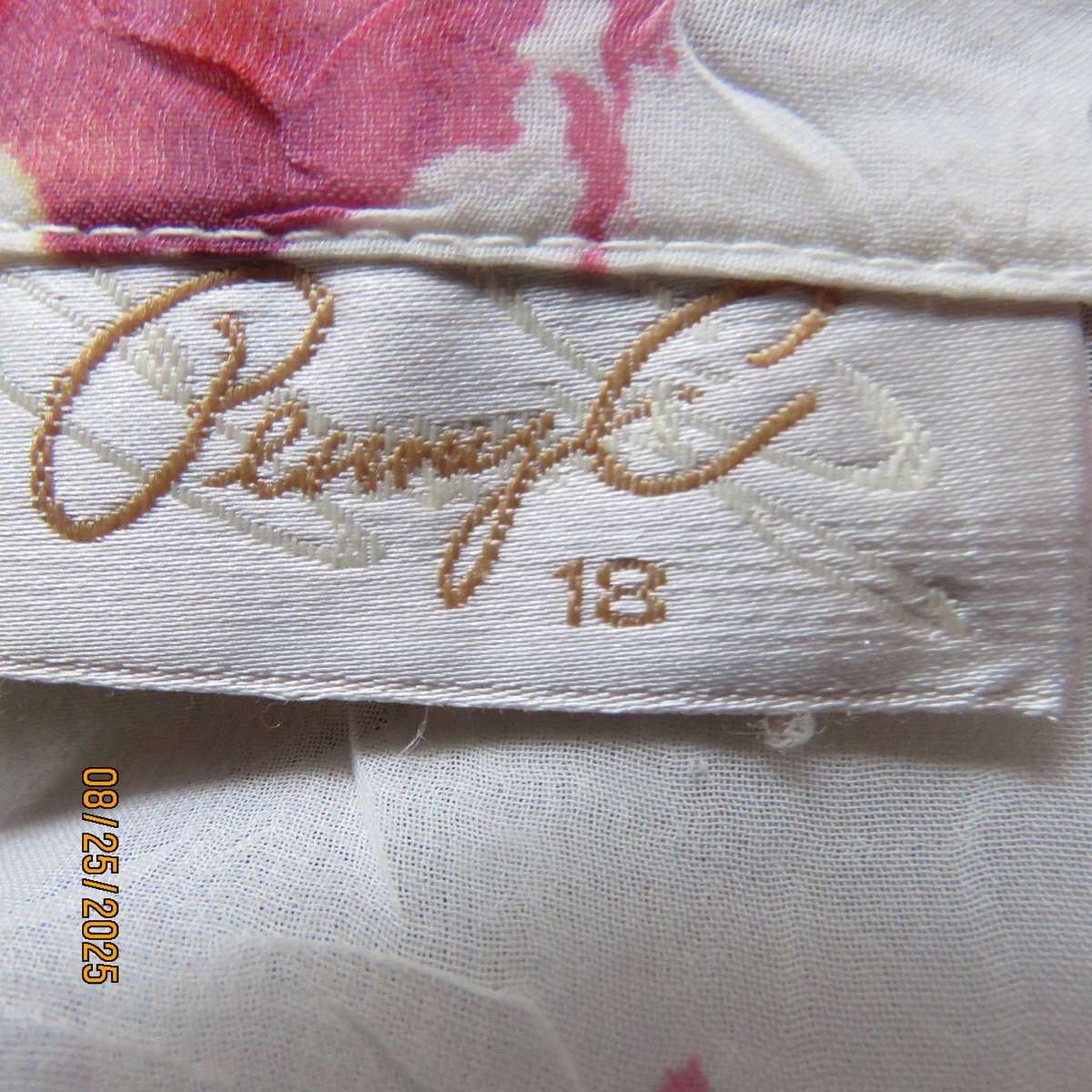 PENNY C white floral slightly creased button down top. Wide flare cuffs. Size 42-44