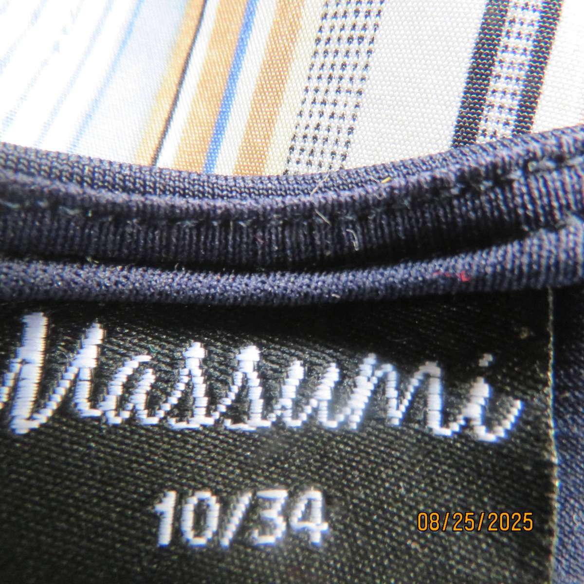 Navy stretch polyester peplum slip over top size 34. cross over bust.