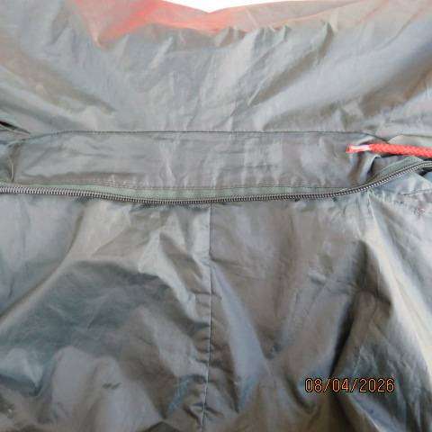 Mr Farming green nylon waterproof jacket with breathable lining and hood, size XL