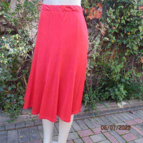 EXACT dark crimson 12-panel A-line skirt in stretch polyester with lining, size 42