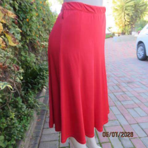 EXACT dark crimson 12-panel A-line skirt in stretch polyester with lining, size 42
