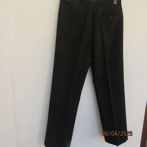 SERVUS raven black textured polyester men's pants with straight legs, size 34