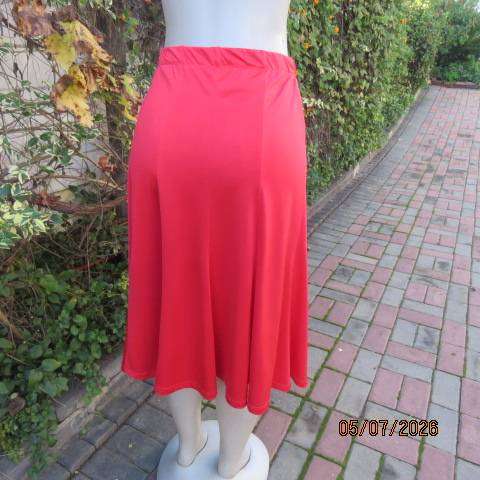 EXACT dark crimson 12-panel A-line skirt in stretch polyester with lining, size 42