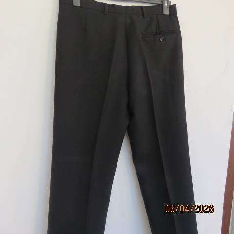 SERVUS raven black textured polyester men's pants with straight legs, size 34