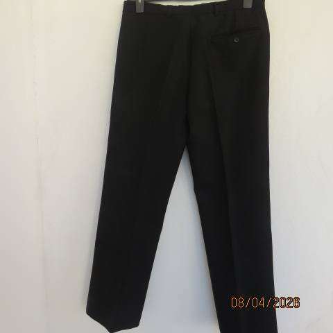 SERVUS raven black textured polyester men's pants with straight legs, size 34