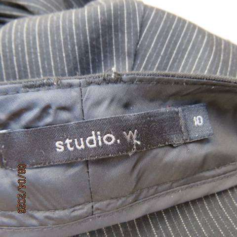 WOOLWORTHS black and white pinstripe viscose-polyester stretch dress pants size 34
