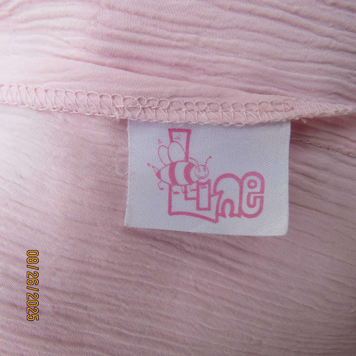 B LINE sorbet pink vertical crinkled polyester pants with elasticated waist. Size 40