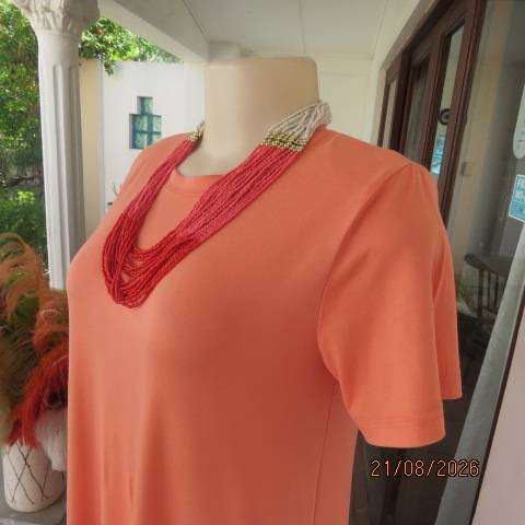 AUDACITY apricot ankle-length shift dress with short sleeves in stretch polyester size 34