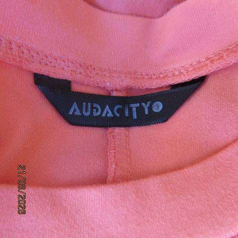 AUDACITY apricot ankle-length shift dress with short sleeves in stretch polyester size 34
