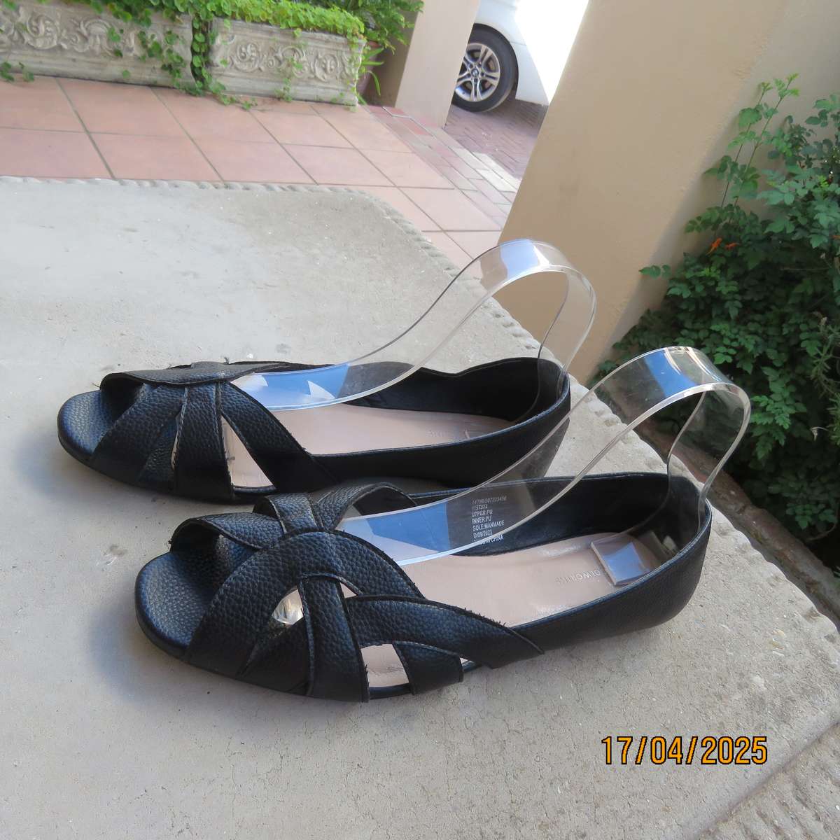 WOOLWORTHS pair black open toe faux leather size 8 shoes. As new.