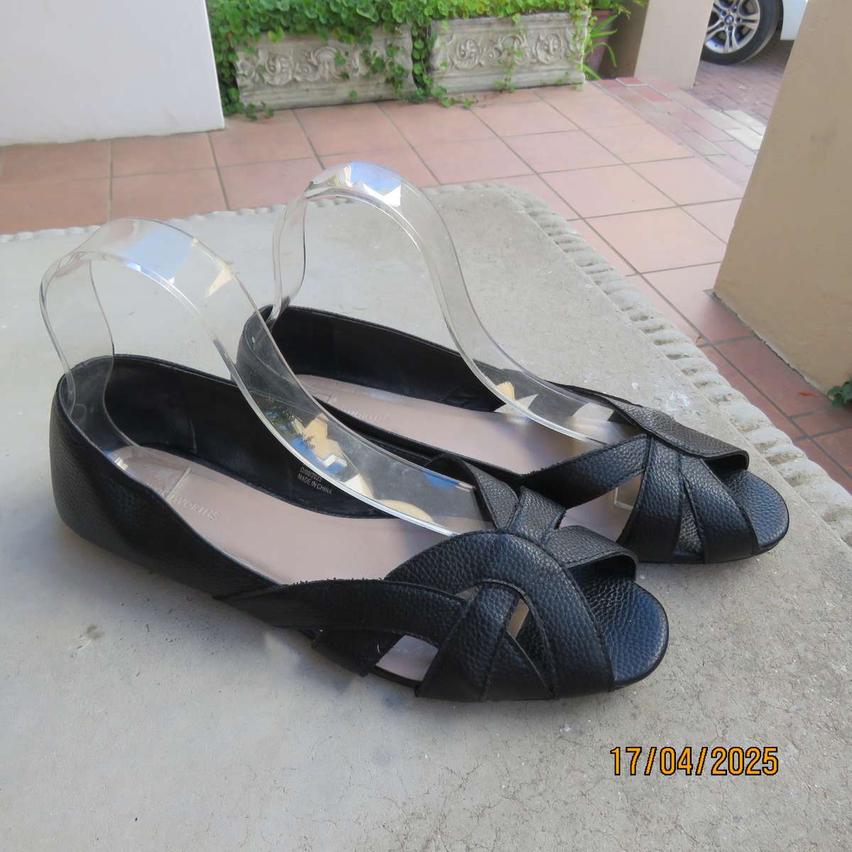 WOOLWORTHS pair black open toe faux leather size 8 shoes. As new.
