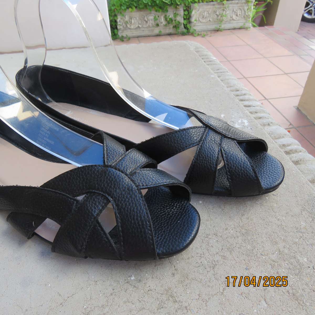 WOOLWORTHS pair black open toe faux leather size 8 shoes. As new.