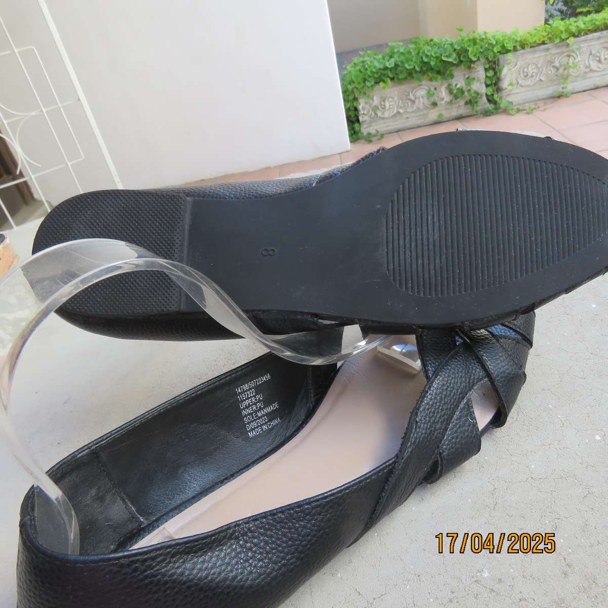 WOOLWORTHS pair black open toe faux leather size 8 shoes. As new.