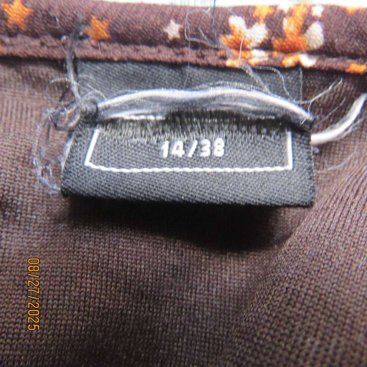 MILADY'S long brown slip over long sleeve empire style top. Size 38
