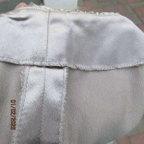 Ecru colour bridal satin boutique made mini skirt with thick polyester lace overlay. Size 36