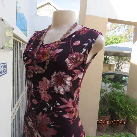 Pink Mulberry floral textured stretch polyester sleeveless slip over dress size 32