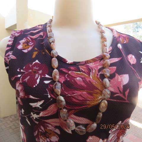 Copper rutilated quartz tumble stone nugget bead necklace with silver 925 clasp